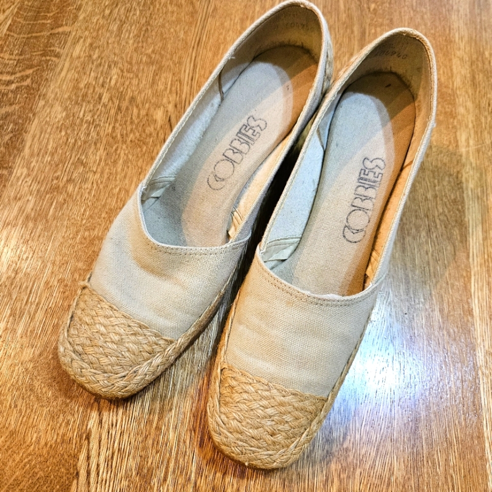 Cream Espadrille Heels, Cobbis 9N